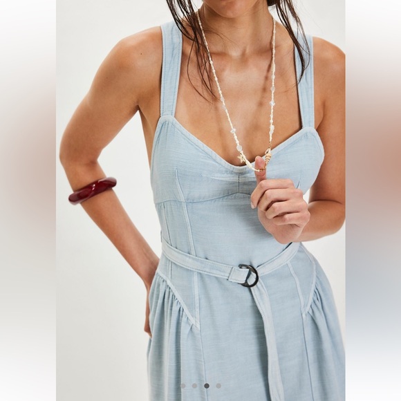 Free People Merrick Midi Dress in Niagara Mist Size Small NWOT Retail $148 - Picture 3 of 10